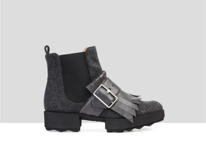 Audley Shoes Low Heel Leather Platform Booties Reese Black Women Low Heel