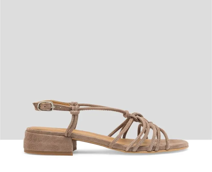 Audley Shoes Low Heel Leather Sandal Jasia Beige Women Medium Heel