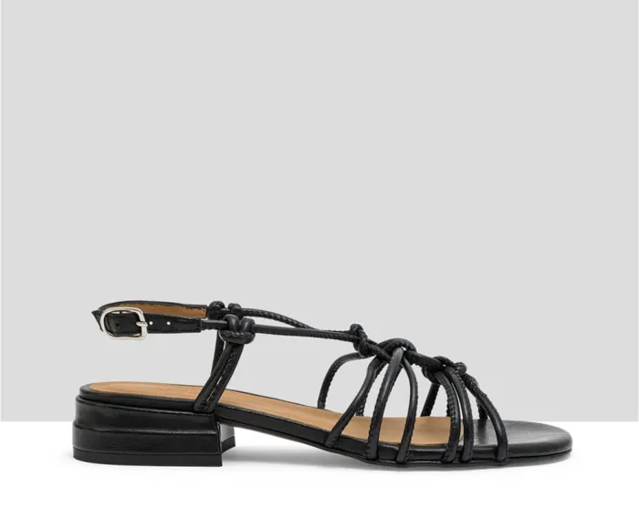 Audley Shoes Low Heel Leather Sandal Jeidy Black Women Medium Heel
