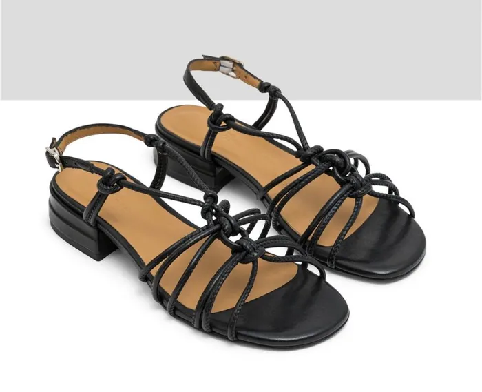 Audley Shoes Low Heel Leather Sandal Jeidy Black Women Medium Heel