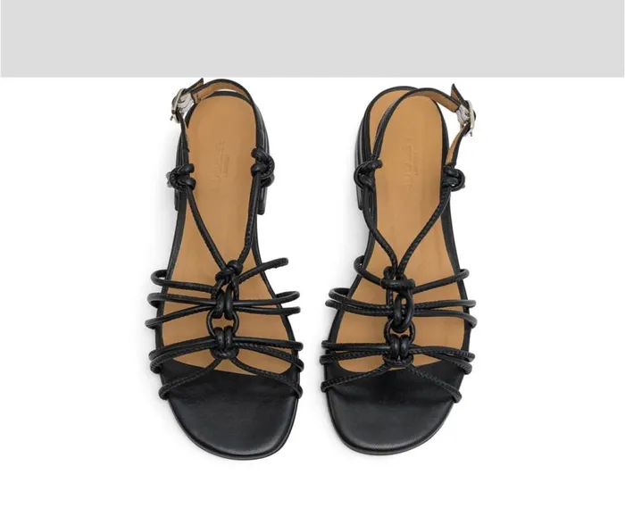 Audley Shoes Low Heel Leather Sandal Jeidy Black Women Medium Heel