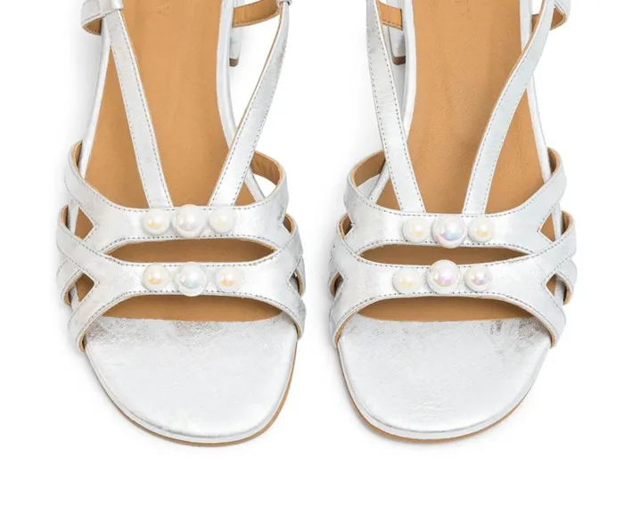 Audley Shoes Low Heel Leather Sandal Luz Metallic Women Flat