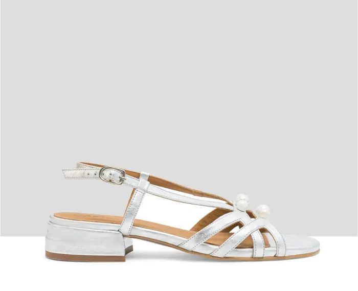 Audley Shoes Low Heel Leather Sandal Luz Metallic Women Flat