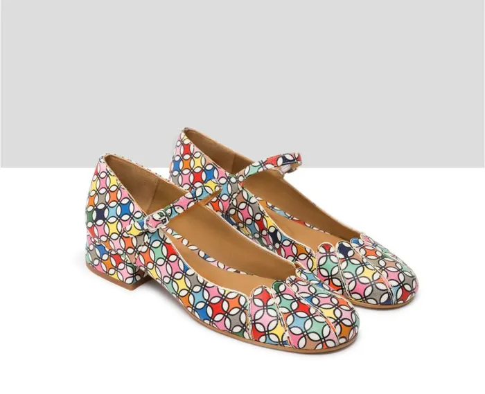 Audley Shoes Low Heel Leather Shoe Jabel Print Women Medium Heel