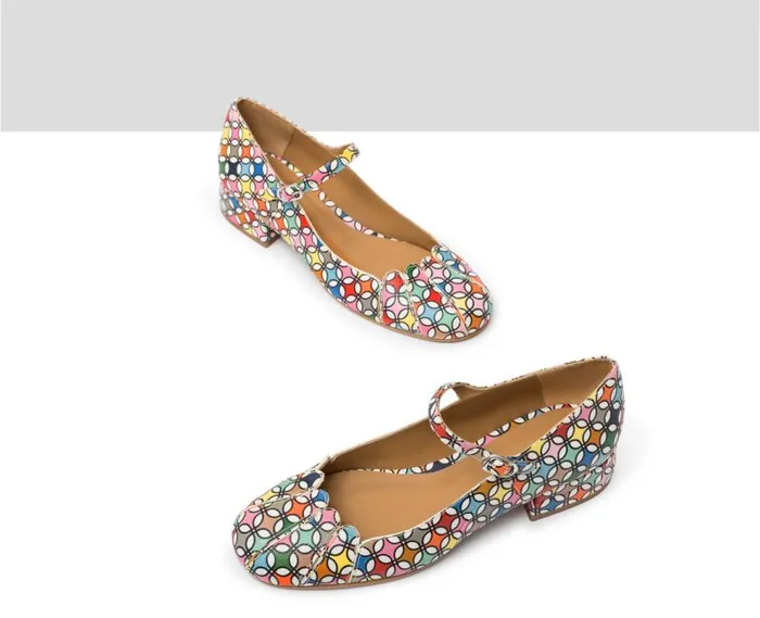 Audley Shoes Low Heel Leather Shoe Jabel Print Women Medium Heel