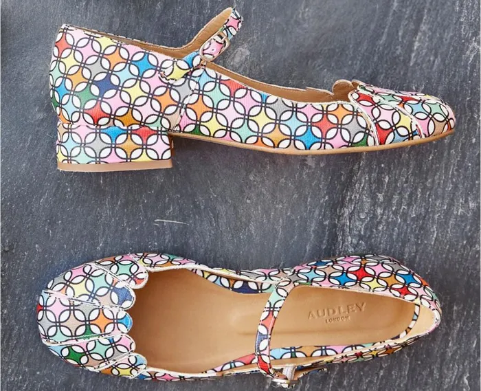 Audley Shoes Low Heel Leather Shoe Jabel Print Women Medium Heel