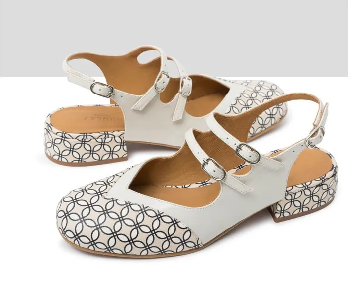 Audley Shoes Low Heel Leather Shoe Jalila Beige Women Medium Heel