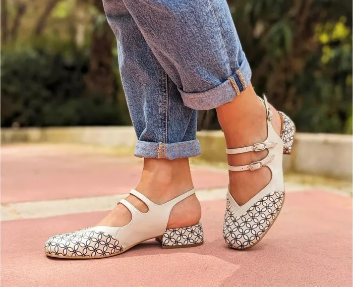Audley Shoes Low Heel Leather Shoe Jalila Beige Women Medium Heel