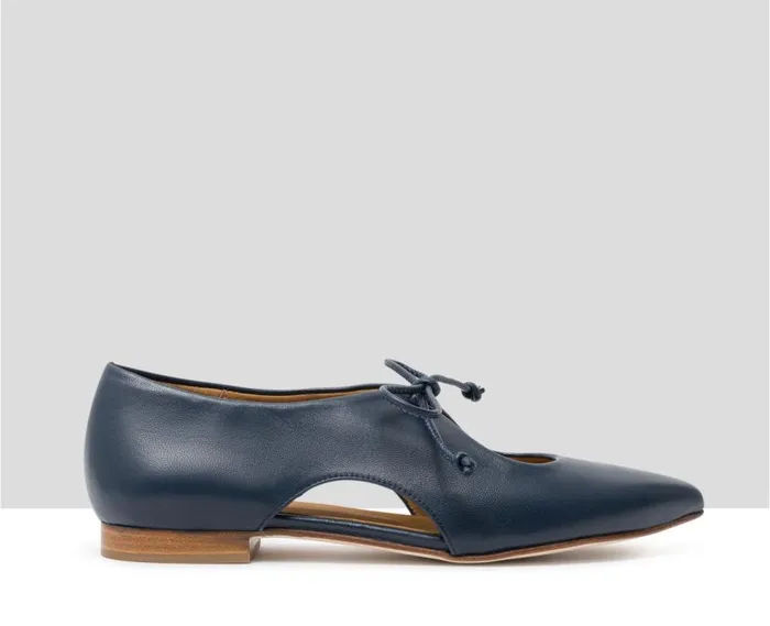 Audley Shoes Low Heel Leather Shoe Jazmin Blue Women Medium Heel