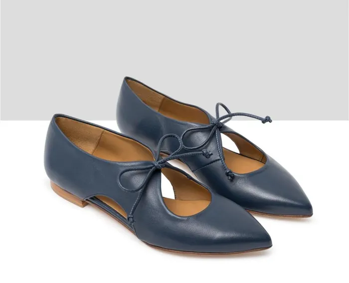 Audley Shoes Low Heel Leather Shoe Jazmin Blue Women Medium Heel