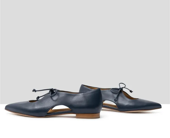 Audley Shoes Low Heel Leather Shoe Jazmin Blue Women Medium Heel