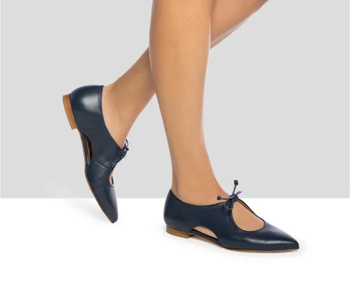 Audley Shoes Low Heel Leather Shoe Jazmin Blue Women Medium Heel
