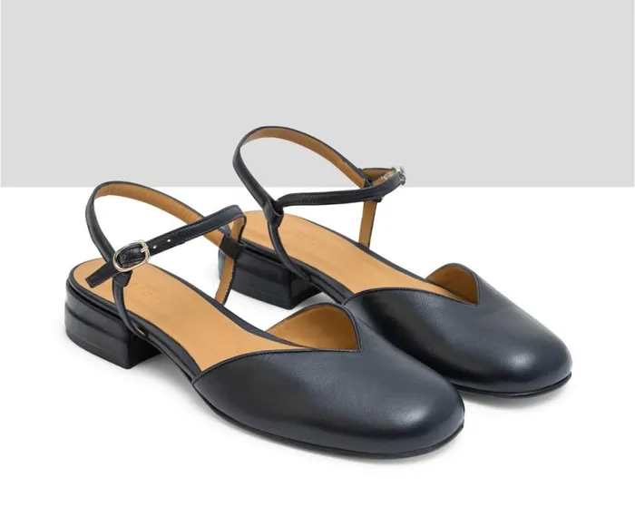 Audley Shoes Low Heel Leather Shoe Jeimy Blue Women Medium Heel