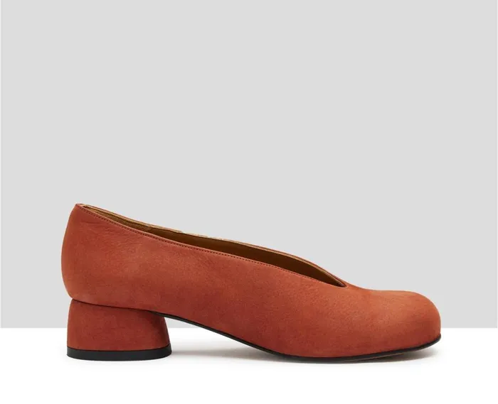 Audley Shoes Low Heel Leather Shoe Kamelia Orange Women Medium Heel