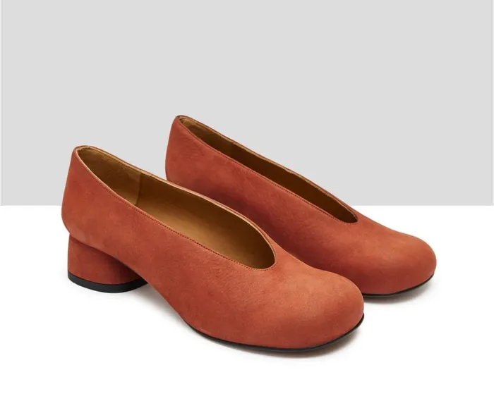 Audley Shoes Low Heel Leather Shoe Kamelia Orange Women Medium Heel