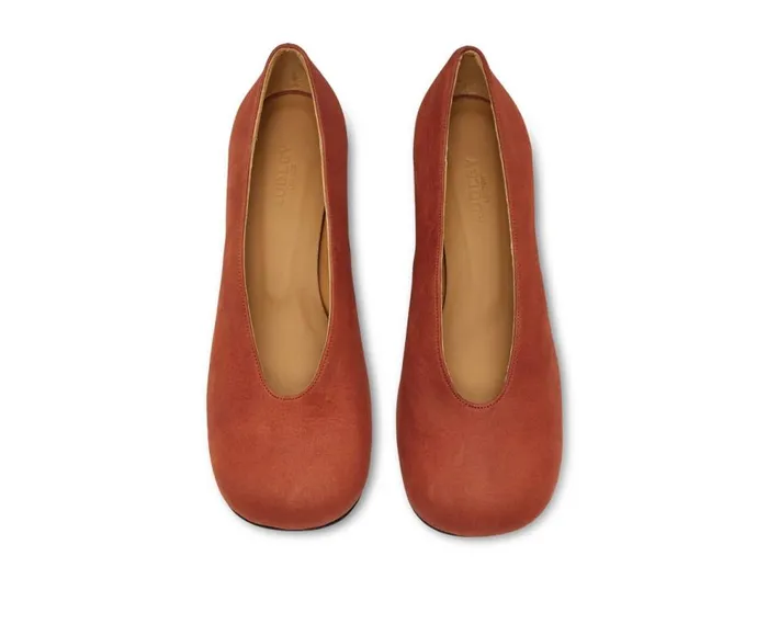 Audley Shoes Low Heel Leather Shoe Kamelia Orange Women Medium Heel