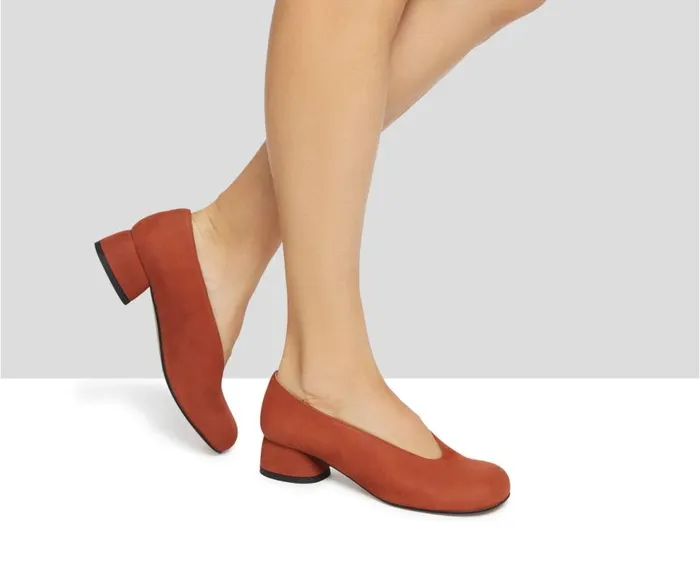 Audley Shoes Low Heel Leather Shoe Kamelia Orange Women Medium Heel