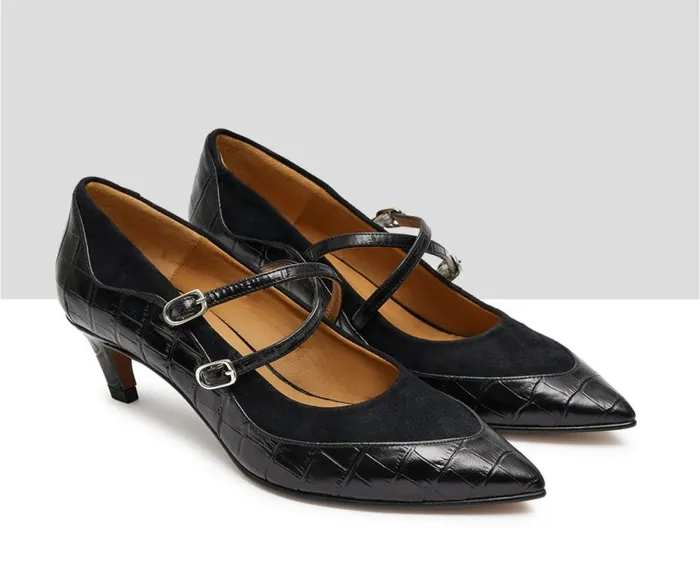 Audley Shoes Low Heel Leather Shoe Kania Black Women Medium Heel