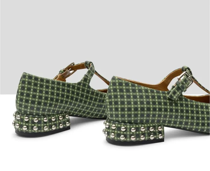 Audley Shoes Low Heel Leather Shoe Karla Green Women Medium Heel