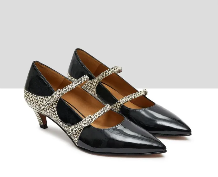 Audley Shoes Low Heel Leather Shoe Karli Black Women Medium Heel