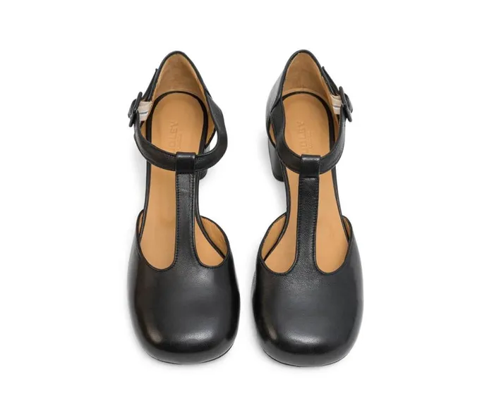 Audley Shoes Low Heel Leather Shoe Lian Black Women Medium Heel