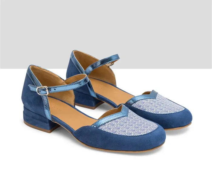 Audley Shoes Low Heel Leather Shoe Lina Blue Women Medium Heel
