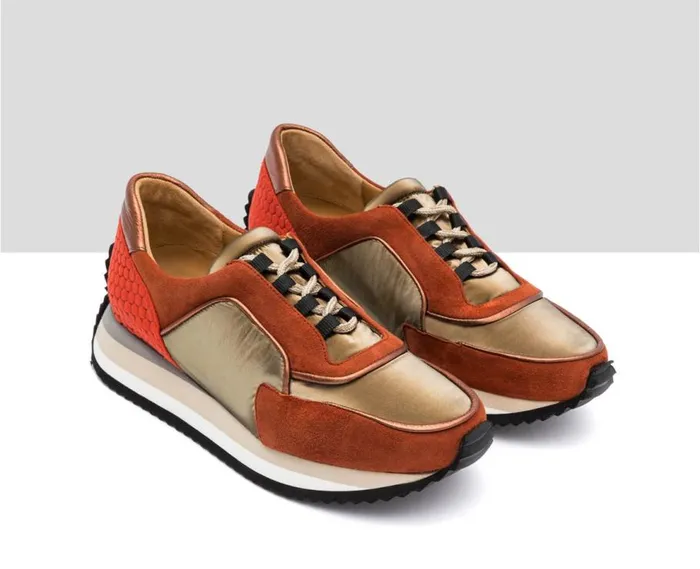 Audley Shoes Low Heel Leather Sneaker Greysi Metallic Women Sneakers
