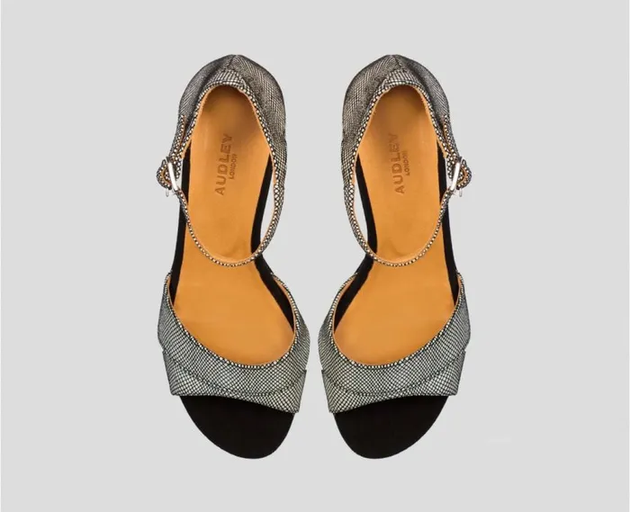 Audley Shoes Medium Heel Leather Sandal Bento Print Women Medium Heel