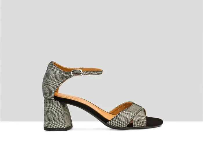 Audley Shoes Medium Heel Leather Sandal Bento Print Women Medium Heel