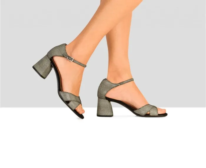 Audley Shoes Medium Heel Leather Sandal Bento Print Women Medium Heel