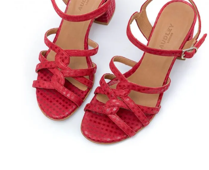 Audley Shoes Medium Heel Leather Sandal Darissa Red Women Medium Heel