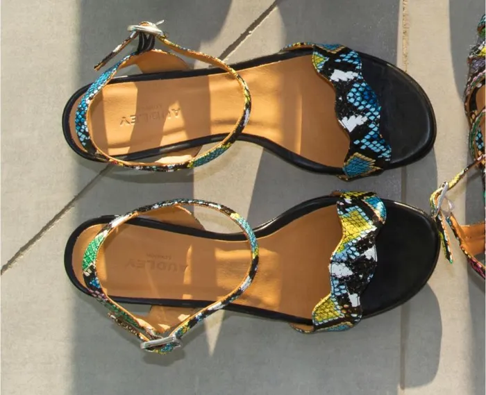 Audley Shoes Medium Heel Leather Sandal Deina Print Women High Heel
