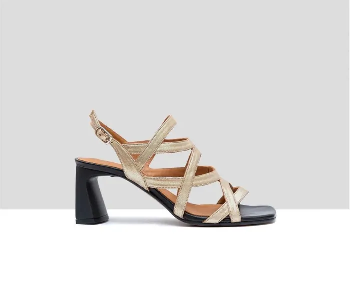Audley Shoes Medium Heel Leather Sandal Faride Black Women Medium Heel