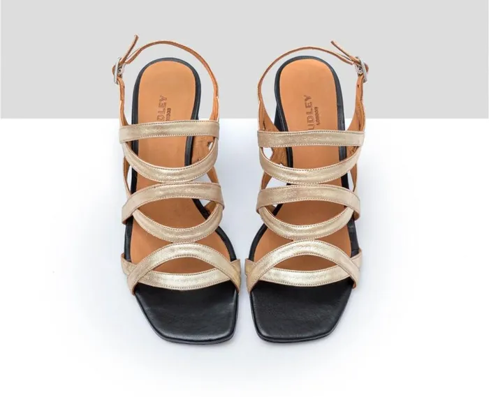 Audley Shoes Medium Heel Leather Sandal Faride Black Women Medium Heel