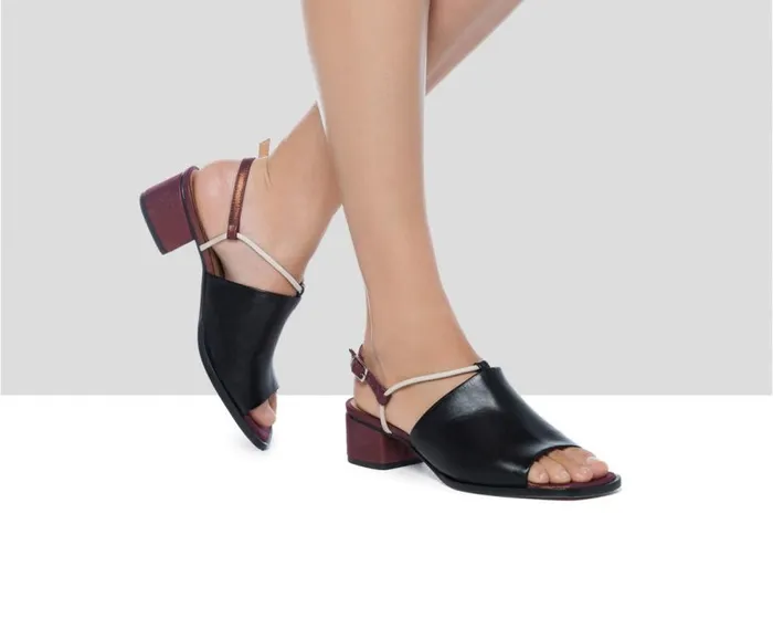 Audley Shoes Medium Heel Leather Sandal Fidela Black Women Medium Heel