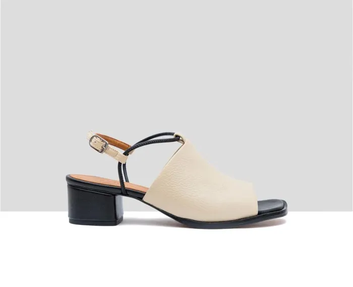 Audley Shoes Medium Heel Leather Sandal Flavina Beige Women Medium Heel