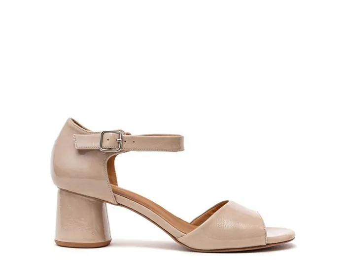 Audley Shoes Medium Heel Leather Sandal Hadara Beige Women Medium Heel