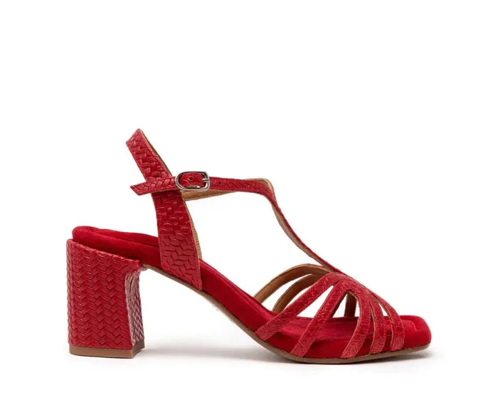Audley Shoes Medium Heel Leather Sandal Hamisi Red Women Medium Heel