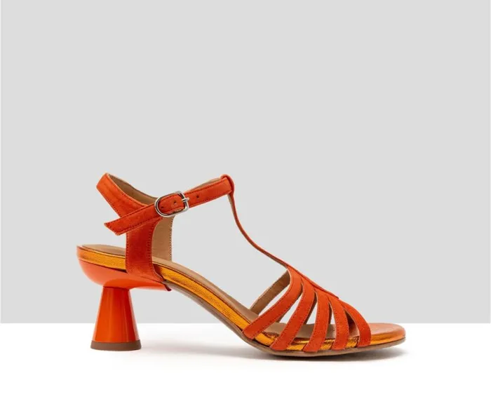 Audley Shoes Medium Heel Leather Sandal Harley Orange Women Medium Heel
