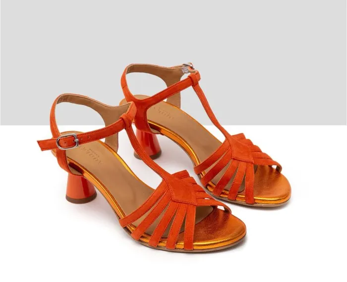 Audley Shoes Medium Heel Leather Sandal Harley Orange Women Medium Heel