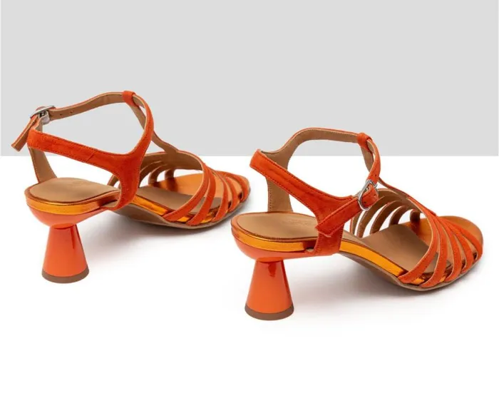 Audley Shoes Medium Heel Leather Sandal Harley Orange Women Medium Heel