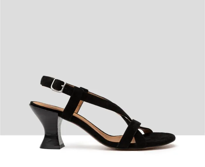 Audley Shoes Medium Heel Leather Sandal Hattie Black Women Medium Heel