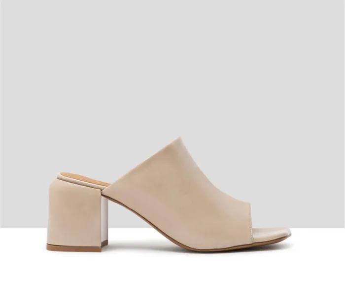 Audley Shoes Medium Heel Leather Sandal Helia Beige Women Medium Heel