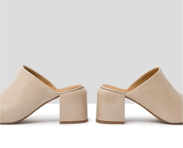 Audley Shoes Medium Heel Leather Sandal Helia Beige Women Medium Heel