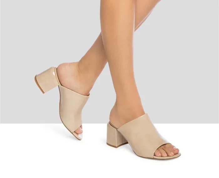 Audley Shoes Medium Heel Leather Sandal Helia Beige Women Medium Heel