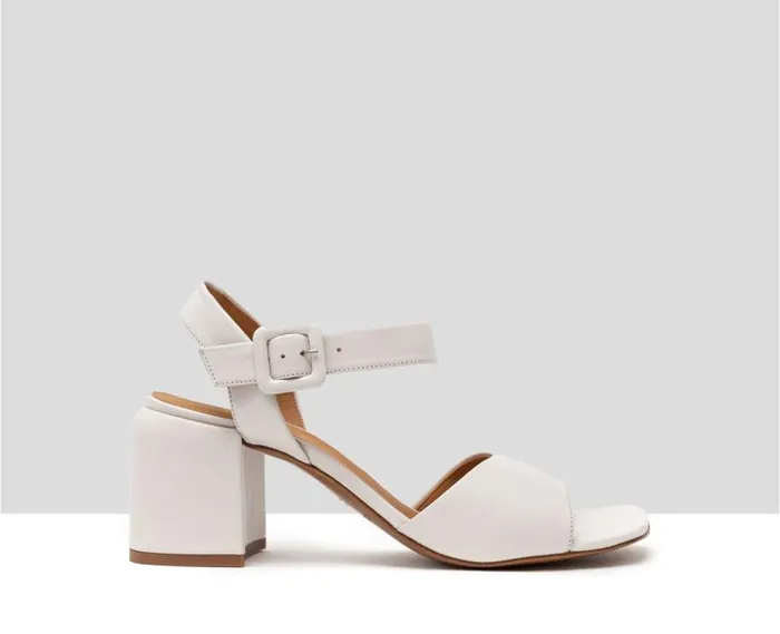 Audley Shoes Medium Heel Leather Sandal Henar White Women Medium Heel
