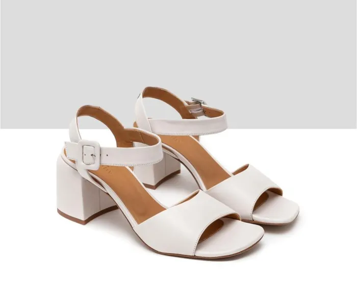 Audley Shoes Medium Heel Leather Sandal Henar White Women Medium Heel