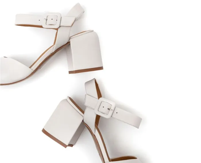 Audley Shoes Medium Heel Leather Sandal Henar White Women Medium Heel