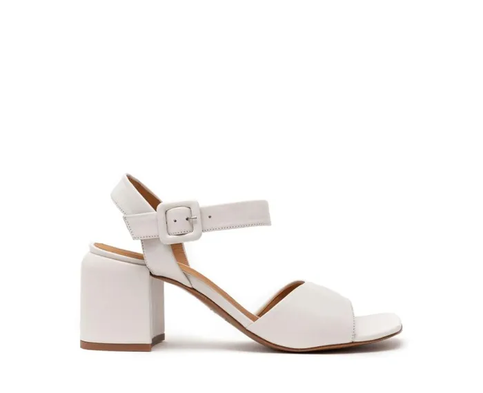 Audley Shoes Medium Heel Leather Sandal Henar White Women Medium Heel