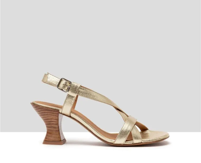 Audley Shoes Medium Heel Leather Sandal Hilaria Metallic Women Medium Heel